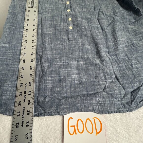 Aventura Womens Organic Cotton Long-Sleeve Button-Up Pullover Shirt Top XL Blue - Picture 9 of 9